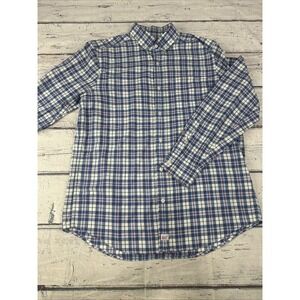 Vineyard Vines Medium Murray Shirt Classic Fit Red Blue Plaid Long Sleeve